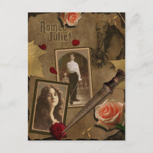 Vintage Romeo en Juliet Scrapbook Briefkaart