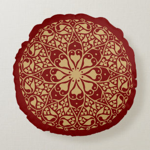 Vintage Ronde Boheemse Stijl Ornament Rond Kussen