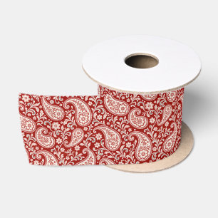 Vintage rood en ivoor bloemmotief paisley lint