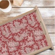 Vintage rood roze Toile de Jouy bedrukt