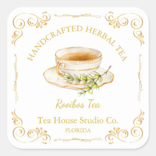 Vintage Rooibosthee vierkante label