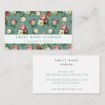 Vintage Roos Bloem Loyalty Card Sagegroen