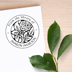 Vintage roos bloem Van de bibliotheek Aangepaste n Rubberstempel