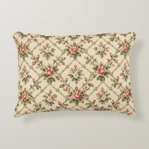 Vintage Roos Bloemengitter Accent Kussen