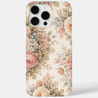 Vintage Roos Bloemmotief | Elegante Pastel iPhone 16 Pro Max Hoesje