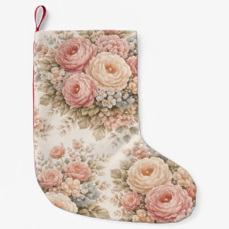 Vintage Roos Bloemmotief | Elegante Pastel Kleine Kerstsok