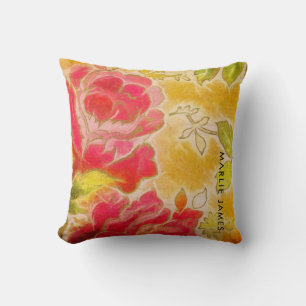 Vintage Roos Floral Feminine Waterverf met naam Kussen