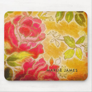 Vintage Roos Floral Feminine Waterverf met naam Muismat