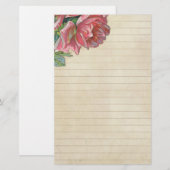 Vintage Roos met lijnen Briefpapier (Voorkant / Achterkant)