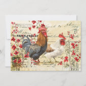 Vintage Rooster en Hen Ephemera ontkoppeling Kaart (Voorkant)