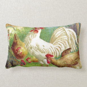 Vintage Rooster en kippen Kussen