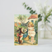 Vintage : rooster - feestdagenkaart (Staand voorkant)