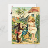 Vintage : rooster - feestdagenkaart (Voorkant / Achterkant)