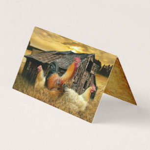 Vintage Rooster Hens Rustic Barn Coop Kaart