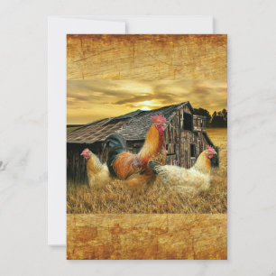 Vintage Rooster Hens Rustic Barn Coop Kaart