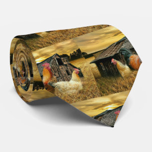 Vintage Rooster Hens Rustic Barn Coop Stropdas