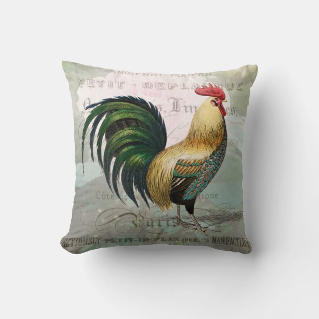 Vintage Rooster Sierkussen (Voorkant)