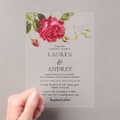 Vintage Rose Acrylic Wedding Invitation (In situ (ordinateur de poche))
