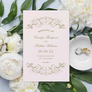 Vintage Rose Antique Flourish Programmes de mariag