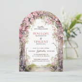 Vintage Rose Arch | Monogram Wedding Kaart (Staand voorkant)