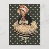 Vintage Rose Black Gold Girl | Carte postale (Devant)