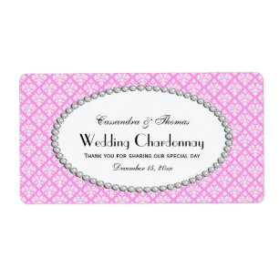 Vintage rose blanc Damask Pearl 2H Étiquette boute