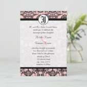 Vintage rose Damask Votre photo Mariage Invitation (Debout devant)