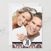 Vintage rose Damask Votre photo Mariage Invitation (Dos)