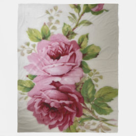 Vintage Rose Elegance Fleece Blanket