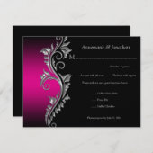 Vintage rose et noir avec swirl argenté RSVP (Devant / Derrière)