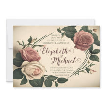 Vintage Rose Floral Faire-part de mariage