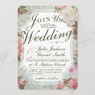 Vintage Rose Jardin Mariage Invitation