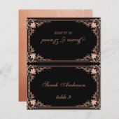 Vintage rose noir Nom imprimé Mariage Carte Place (Devant / Derrière)