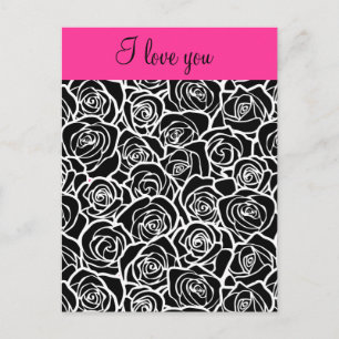 Vintage rose noire et blanche 'I love you' Carte p