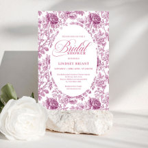 Vintage Rose Pattern Floral Toile Bridal Shower