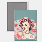 Vintage Rose Pin-Up Magnet – Ruby Rose | Romantic  (Recto/Verso)
