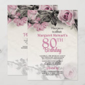 Vintage rose Roses 80e anniversaire Invitation (Devant / Derrière)