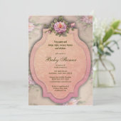 Vintage rose Roses bébé Douche Invitations (Debout devant)