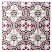 Vintage rose rouge Barcelone Carreaux Fleur Ribbon (Devant)