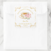 Vintage Rose Tea Square Label (Tas)