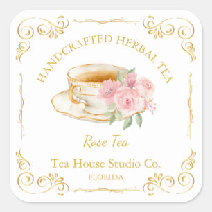 Vintage Rose Thee Vierkante Label