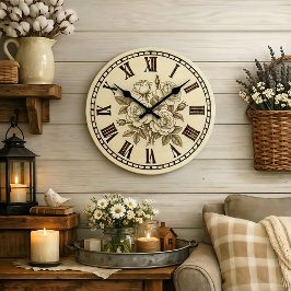 Vintage Rose Wall Clock Grote Klok