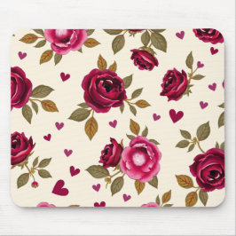 Vintage Roses and Hearts Mouse Pad Muismat