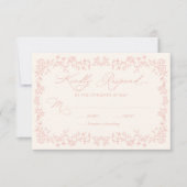 Vintage Roses Floral Frame Wedding  RSVP Card (Devant)