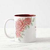 Vintage roses rouges tasse personnalisée (Gauche)