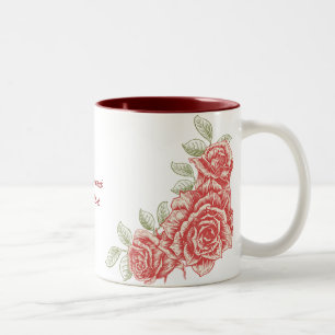 Vintage roses rouges tasse personnalisée