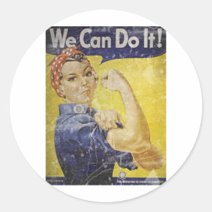 Vintage Rosie De Riveter Ronde Sticker