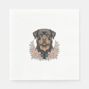Vintage Rottweiler Bloemportret Shirt Ontwerp_1 Servet