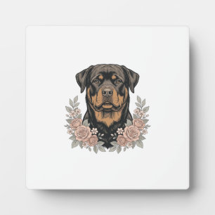 Vintage Rottweiler Bloemstuk T-shirt ontwerp_1 Fotoplaat