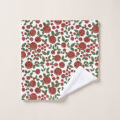 Vintage rouge et blanc Rose motif floral (Gant de toilette)